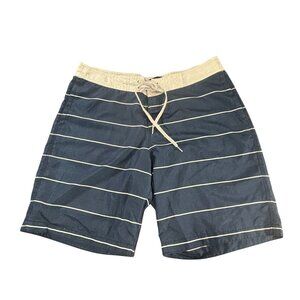 Old Navy Mens Blue & White Striped Swim Trunks